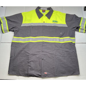 Red Kap Hi Visibility Work Shirt Mens 3XL SY80 Neon Yellow Gray Reflective